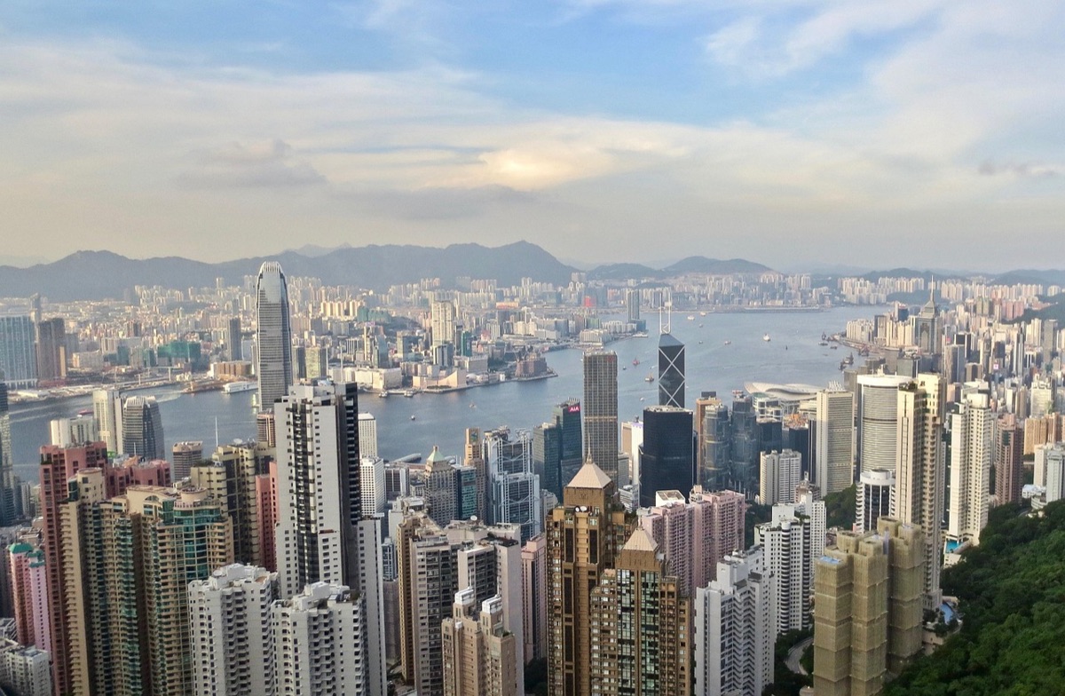 Vue de nuit du pic de Victoria à Hong Kong