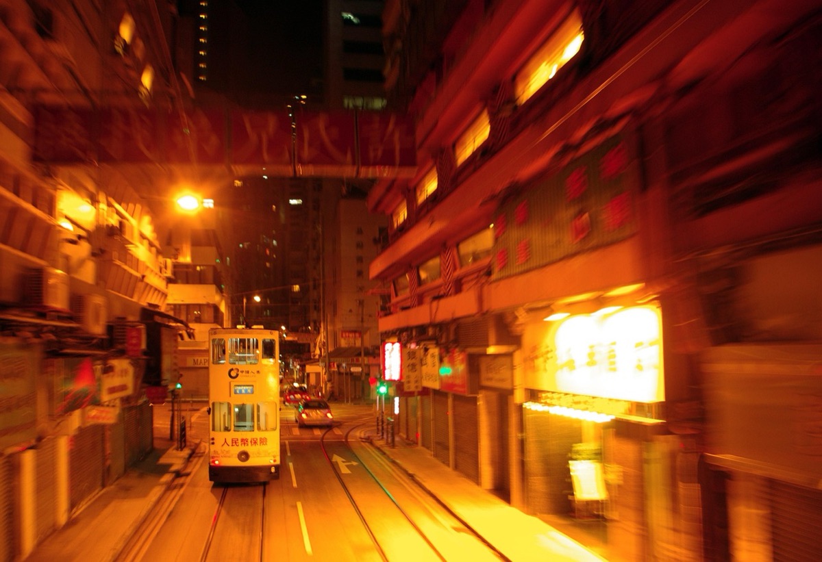 Vue de la skyline de Hong Kong à la nuit