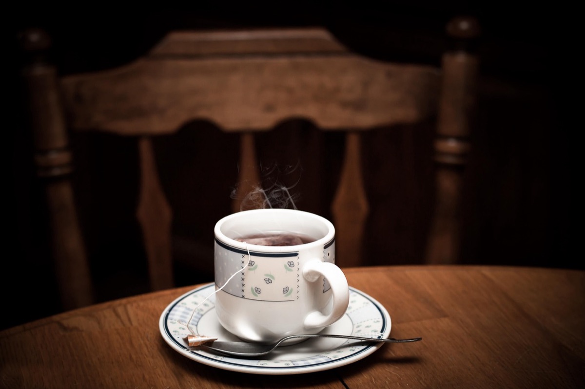 Traditional Chinese tea set on wooden table