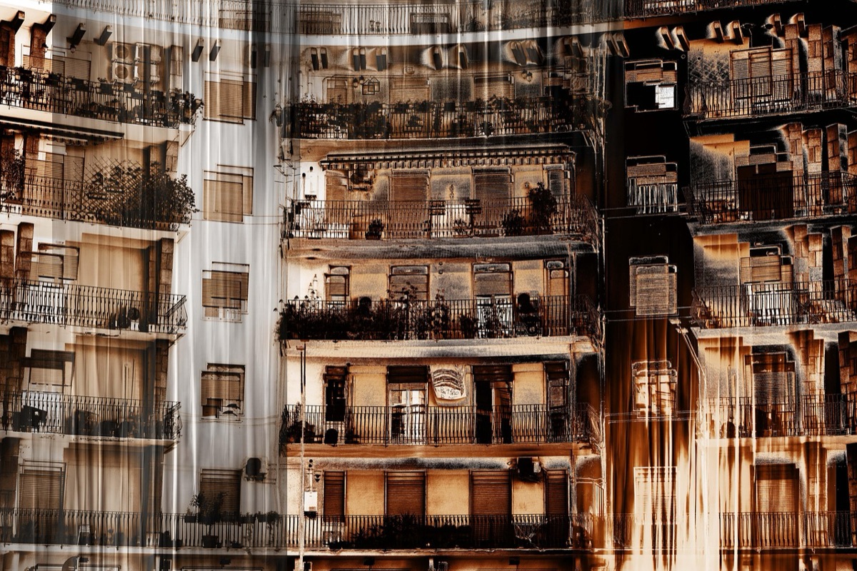 Fachada de edificio residencial en Hong Kong