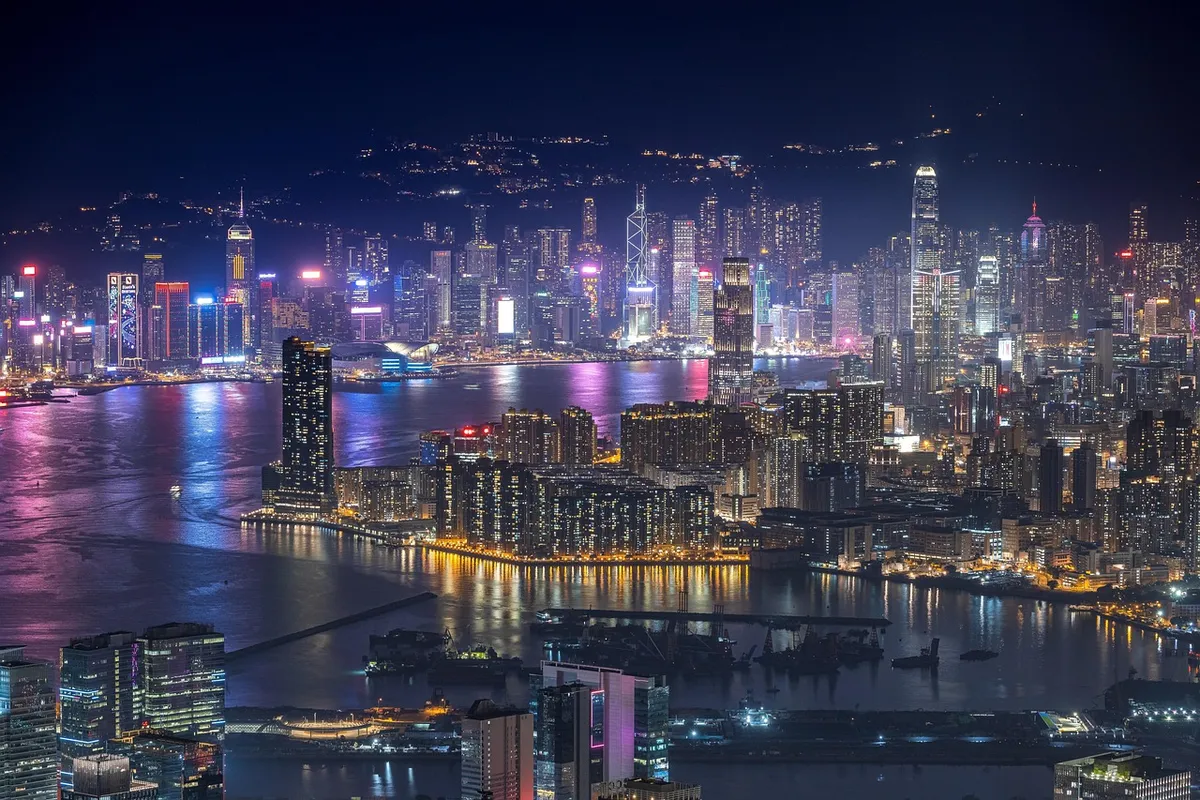 skyscrapers, buildings, harbor, skyline, night view, night, city, victoria harbour, hong kong, cityscape, travel, city, city, hong kong, hong kong, hong kong, h